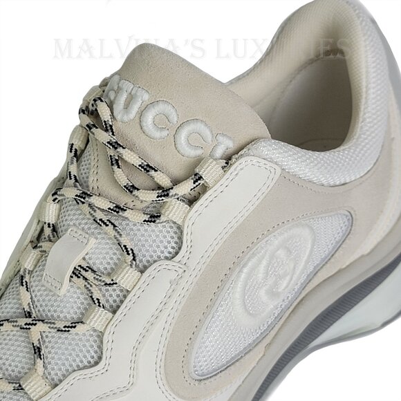 GUCCI SNEAKERS RUN WHITE SUEDE LEATHER INTERLOCKING G LOGO SHOES sz 40.5 10.5 - Picture 10 of 16